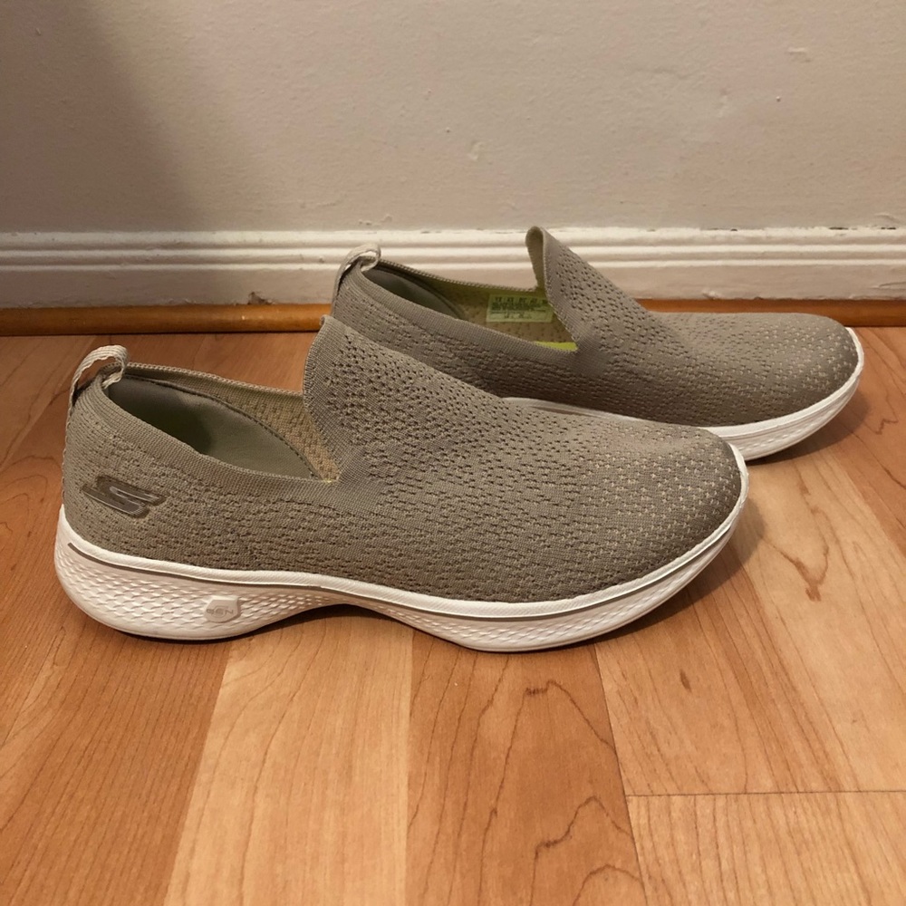 Skechers tan slip ons